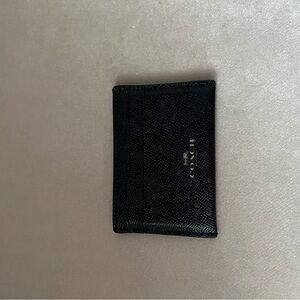 Coach Black Textured Leather Card Holder
